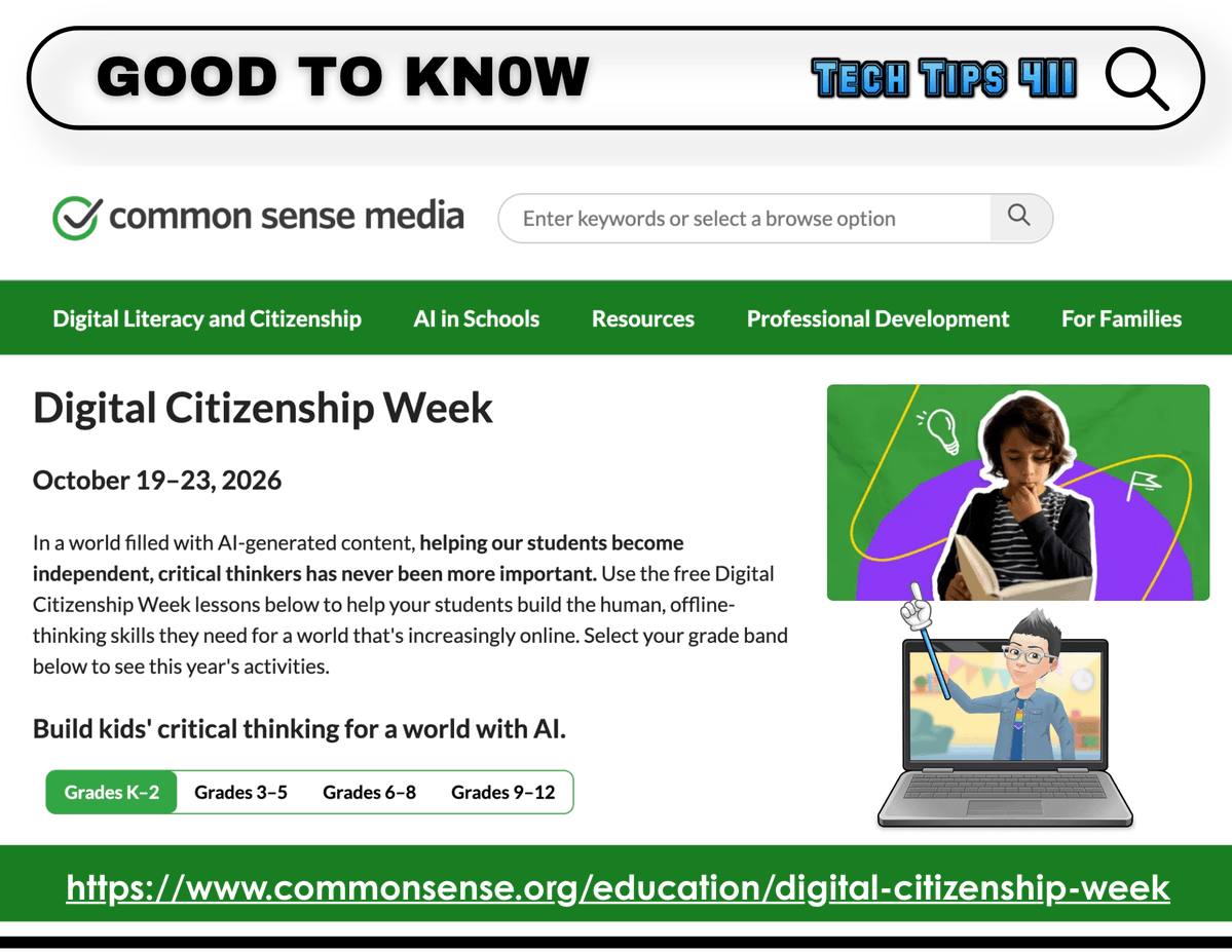 apsitjen's tweet photo. Check out this week's #TechTips411 with #edtech tips, tools, and resources:
https://t.co/qTQQyQghzG
✏️ DoodleMate 
🟣 Google Vids @googlechrome extension
🎨 @grabientdotcom 
✅ @CommonSenseEd #DigCit Week https://t.co/OYR9KSF01E