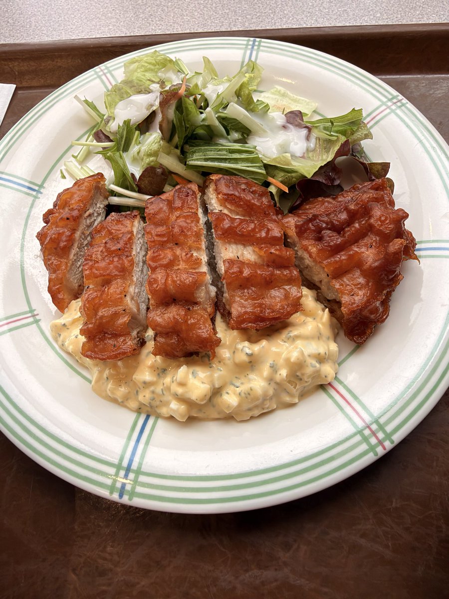 Red_G_Majesty's tweet photo. 昼食は食堂で豚肉唐揚げタルタルソースを食べました。 https://t.co/7dAuyeuvtJ