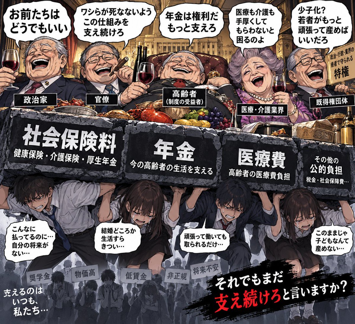 tfe5e6's tweet photo. むしろ、高齢者の社会保障こそ世紀の大愚策だが？
「高度経済成長やバブルの恩恵を受けた世代も還暦を過ぎた時点で弱者扱いして優遇したこと」と「医療や福祉に年齢上限を用意しなかったこと」が大きな過ち。

#高齢者優遇が日本を滅ぼす
#年寄り優遇が日本を滅ぼす
#老人優遇が日本を滅ぼす https://t.co/qCv8FTQ4MY