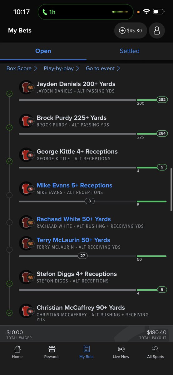 adub_321's tweet photo. @FanDuel @FanDuelSports @FanDuel_Support  Mike Evans and Terry McLaurin were ruled out at halftime. https://t.co/h2GlflzNdO
