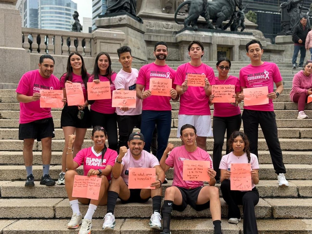 funsamex_org's tweet photo. 🎀 La concientización también comienza con las decisiones que tomamos todos los días.

📅 Hoy, en el Día Mundial sobre la atención del Cáncer de Mama 2026, desde FUNSAMEX hacemos un llamado a fortalecer la cultura de la prevención, promover hábitos saludables y tomar decisiones informadas sobre nuestra salud.

👟 Este fin de semana, a través de nuestro #SocialRunNosUneMovernos , más de 90 personas nos reunimos para sumar pasos con causa, reflexionar sobre el autocuidado y acompañar a quienes viven con cáncer de mama.

🩺 Porque fomentar el movimiento, mantener una alimentación equilibrada y evitar el consumo de sustancias nocivas, como el tabaco y el alcohol, son acciones que contribuyen a cuidar nuestra salud.

🔬 Durante el encuentro, nuestro presidente, @gonzalolopezcu , compartió información sobre nuestra campaña de concientización y la relación entre el alcohol y el cáncer. La Agencia Internacional de Investigaciones sobre el Cáncer (@IARCWHO ) clasifica las bebidas alcohólicas como carcinógenas para los seres humanos, Grupo 1, y reconoce que su consumo aumenta el riesgo de desarrollar esta enfermedad. Informar sobre esta relación también es impulsar la prevención.

🤝 Agradecemos a todas nuestras embajadoras y embajadores, a las personas participantes y a las comunidades y clubes de corredores que se sumaron a este gran espacio: @casasuma, @CrazyRunners, @RunnersTravel, @RunningFriendsCrew y @MCTeam. Gracias por hacer del movimiento una oportunidad para informar, acompañar y cuidarnos en comunidad.

🏛️ En FUNSAMEX seguiremos promoviendo iniciativas que fortalezcan la concientización y la prevención, acercando información que nos ayude a cuidar nuestra salud y la de quienes nos rodean.

💗 Nos une movernos. Nos mueve cuidarnos.

#FUNSAMEX #NosUneMovernos #NosMueveCuidarnos #CáncerDeMama