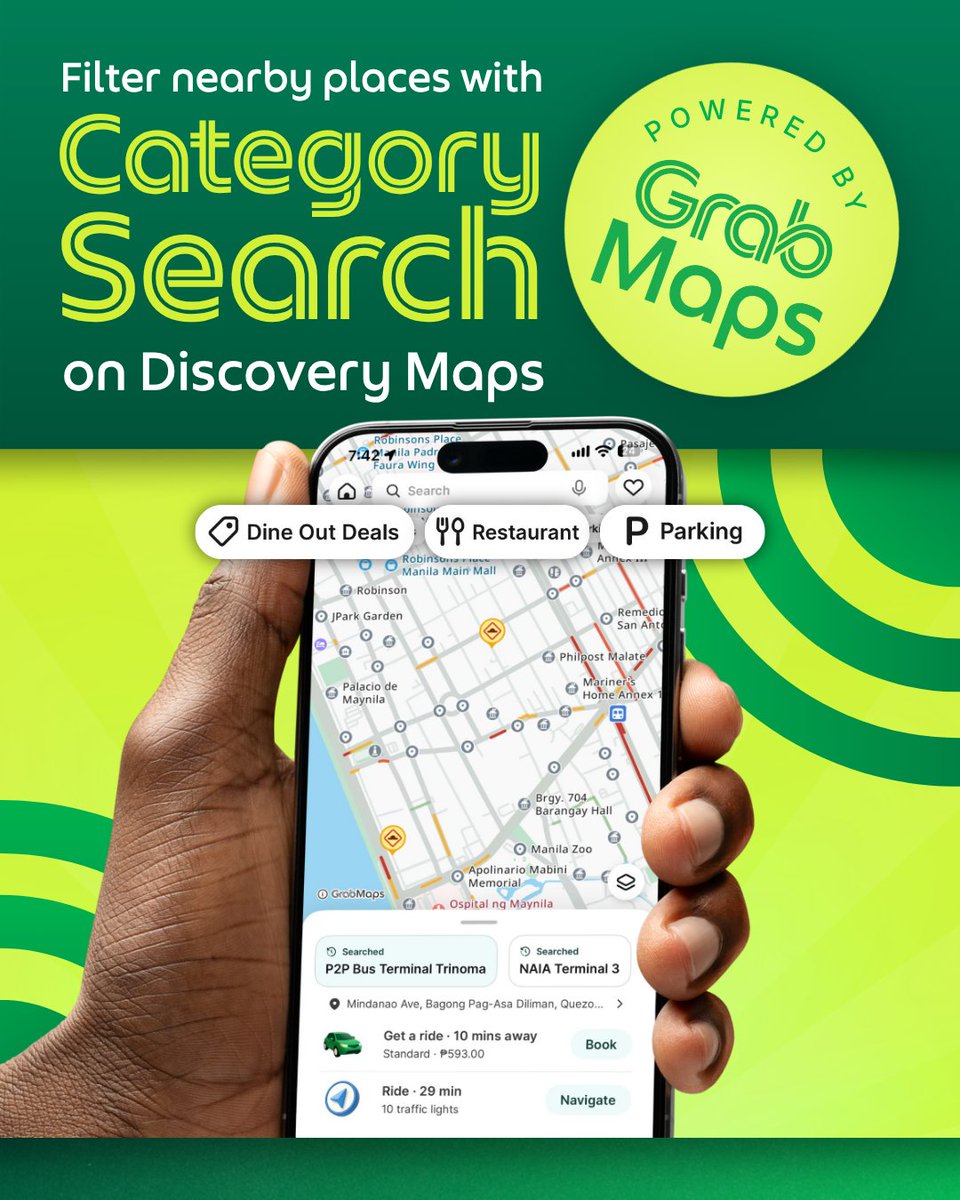 grabph's tweet photo. Finding exactly what you need is now faster and easier! 🍽️🅿️🛍️ With Category Search on Discovery Maps, exploring your surroundings takes just a single tap! 📱🗺️

Easily filter nearby places by category—like restaurants, parking, hotel, shops, fuel, or dine-out deals—to quickly locate the best spots around you. No need to guess where to go; just select a category and let your map do the rest! 📌✨

Try Category Search today on Discovery Maps and discover new places around you effortlessly!