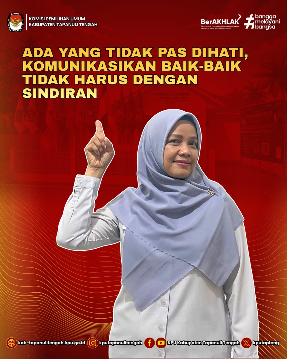 kpu_tapteng's tweet photo. Jangan jahat di tempat kerja, ya! Daripada saling mempersulit, lebih baik saling membantu dan meringankan.

Dengan menjunjung tinggi akhlak dan integritas, mari bersama-sama menciptakan lingkungan kerja yang suportif, harmonis, dan penuh energi positif. https://t.co/tKgKhYM4CH