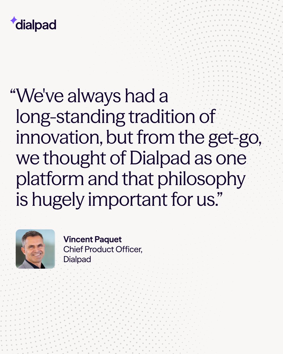 dialpad's tweet photo. Customer insights should reach everyone who can act on them.

Dialpad CPO Vincent Paquet shares why we built one platform from the start in CX Foundation’s enterprise communications roundup.

https://t.co/yOxiqXuUbP

#dialpad https://t.co/i8LEcc321p