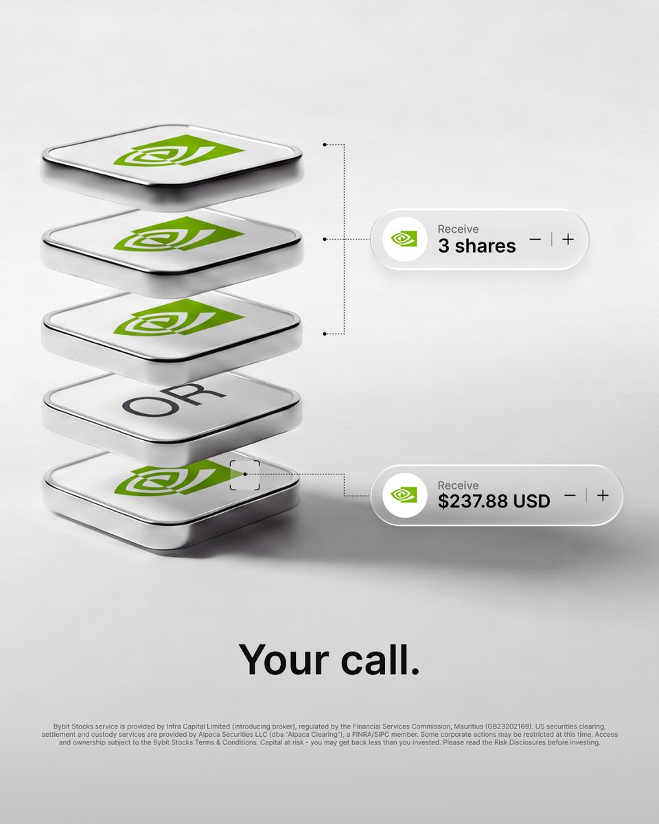 Bybit_Official's tweet photo. Trade Stocks through Bybit by dollar amount or by share quantity. 

You decide how to size your position.

150,000 USDC Prize Pool is live.