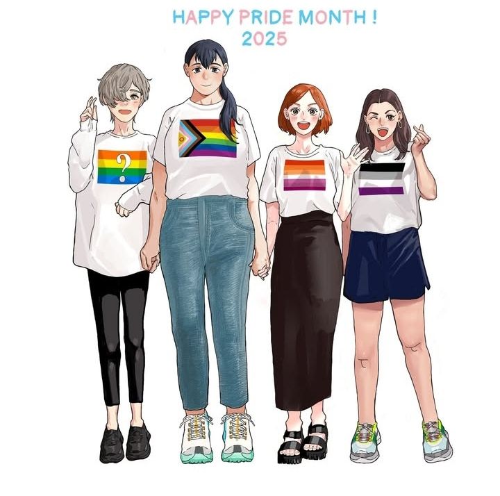 Funakounasoul's tweet photo. Dunno about BL, but Sakaomi Yuzaki, author of the GL "She Loves to Cook, and She Loves to Eat," has drawn a pic for pretty much every Pride month since 2022, and even supports the Miyagi Rainbow Parade coming up in a few days

Here's a small selection due to post limits~ https://t.co/Pqhk94TIiE