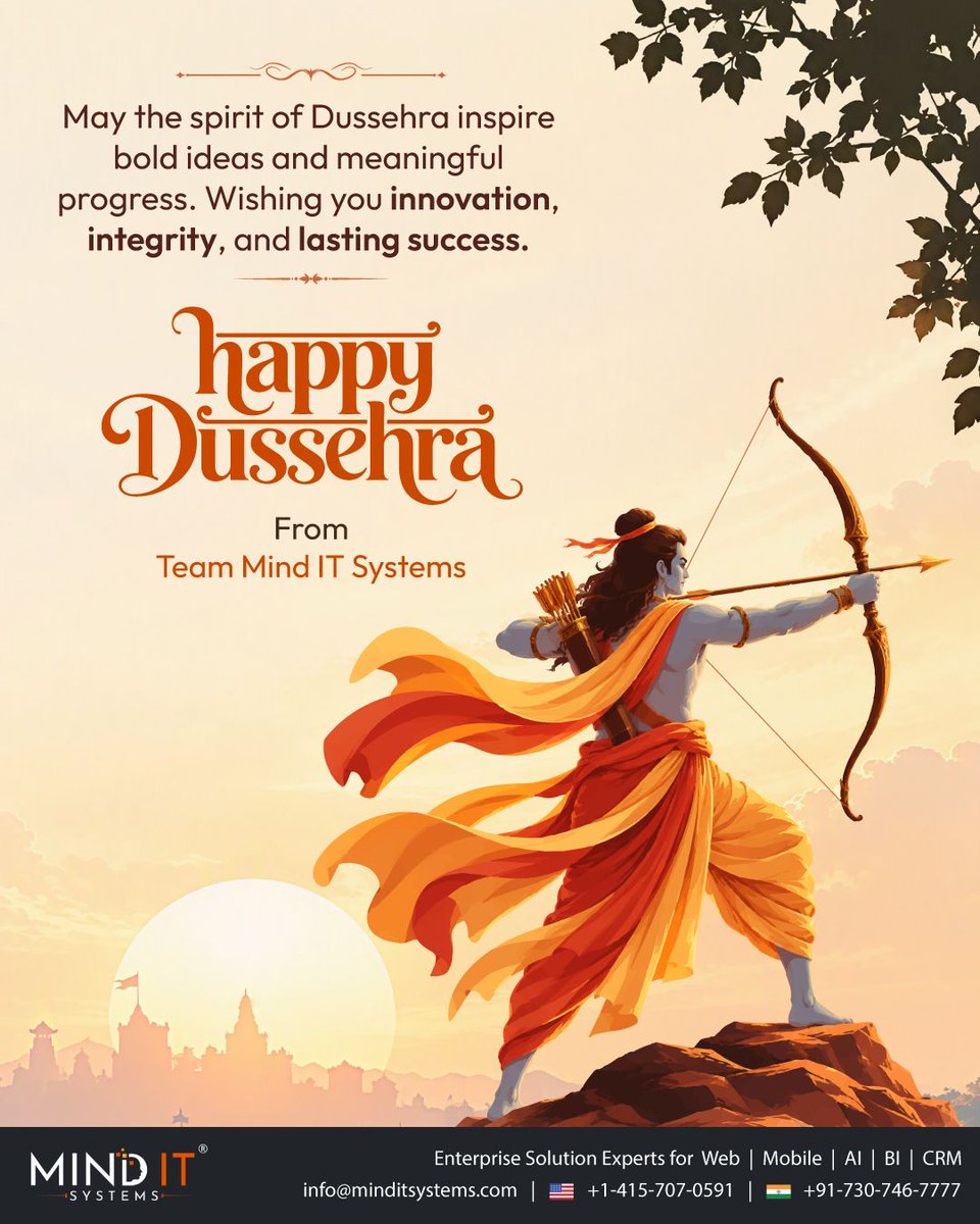 MindITWorks's tweet photo. Every Dussehra reminds us of one simple truth: good always finds its way, and light outlasts darkness.

Happy Dussehra!
Team Mind IT Systems

#Dussehra #Vijayadashami #HappyDussehra #GoodOverEvil #Festival #MindITSystems https://t.co/CYvMgbjzjZ