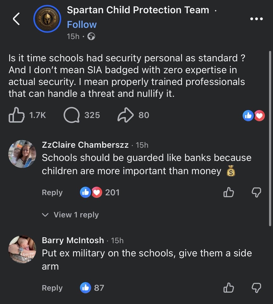 MLTim88's tweet photo. The bedsheet sniffer and his idiot followers now want armed security at schools.

Ex military known for being calm and not prone to violent actions.

We are surrounded by utter morons. https://t.co/ijGpQ6EHhR