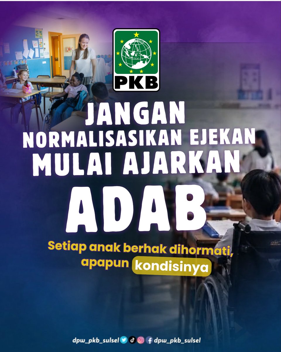 dpwpkbsulsel's tweet photo. Bullying Anak disabilitas berujung maut
#dpppkb #gusmuhaimin #dpwpkbsulsel #bullying https://t.co/Ia0Xa2h9F3