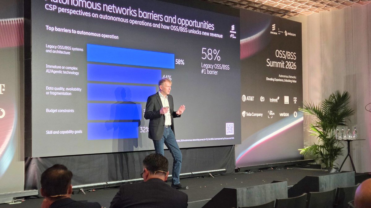 ericsson's tweet photo. How do you monetize the autonomous network?

🎤 Mats Karlsson has shared Ericsson's strategy on stage just earlier. #OSSBSSSummit2026

#NoNonsenseOSSBSS  #AutonomousNetworks https://t.co/55OmixUKNT