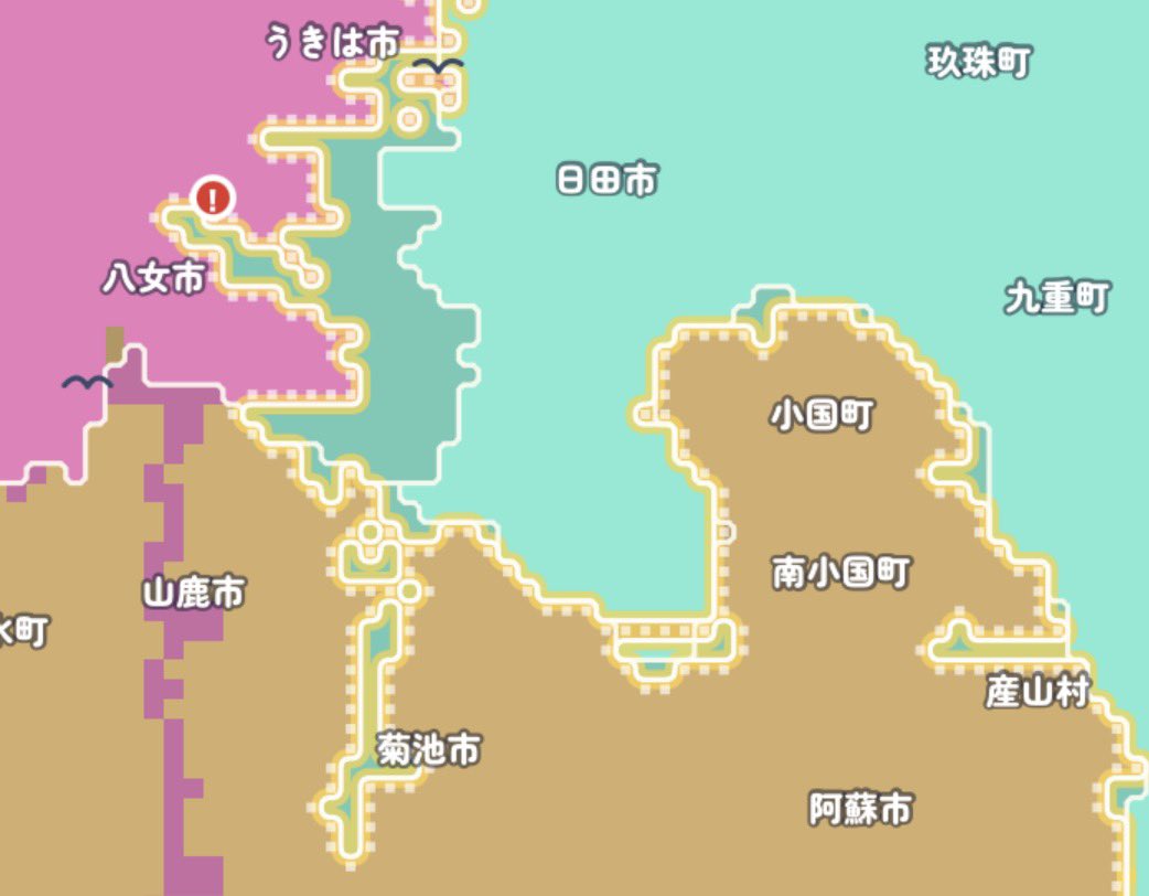 yu_waku_citizen's tweet photo. 【大分軍の現状】
豊前戦線：豊前市へ進行。福岡は耶馬渓に侵略

筑後戦線：日田から八女市へ

菊池戦線：福岡勢に遅れて熊本城を目指す

阿蘇戦線：久住〜上津江を結ぶ
　　　　　小国町分断作戦実行中

日向戦線：ほぼ膠着

伊予戦線：八幡浜港をほぼ制圧、
　　　　　次は松山を目指す。 https://t.co/IB9iUZhdIt