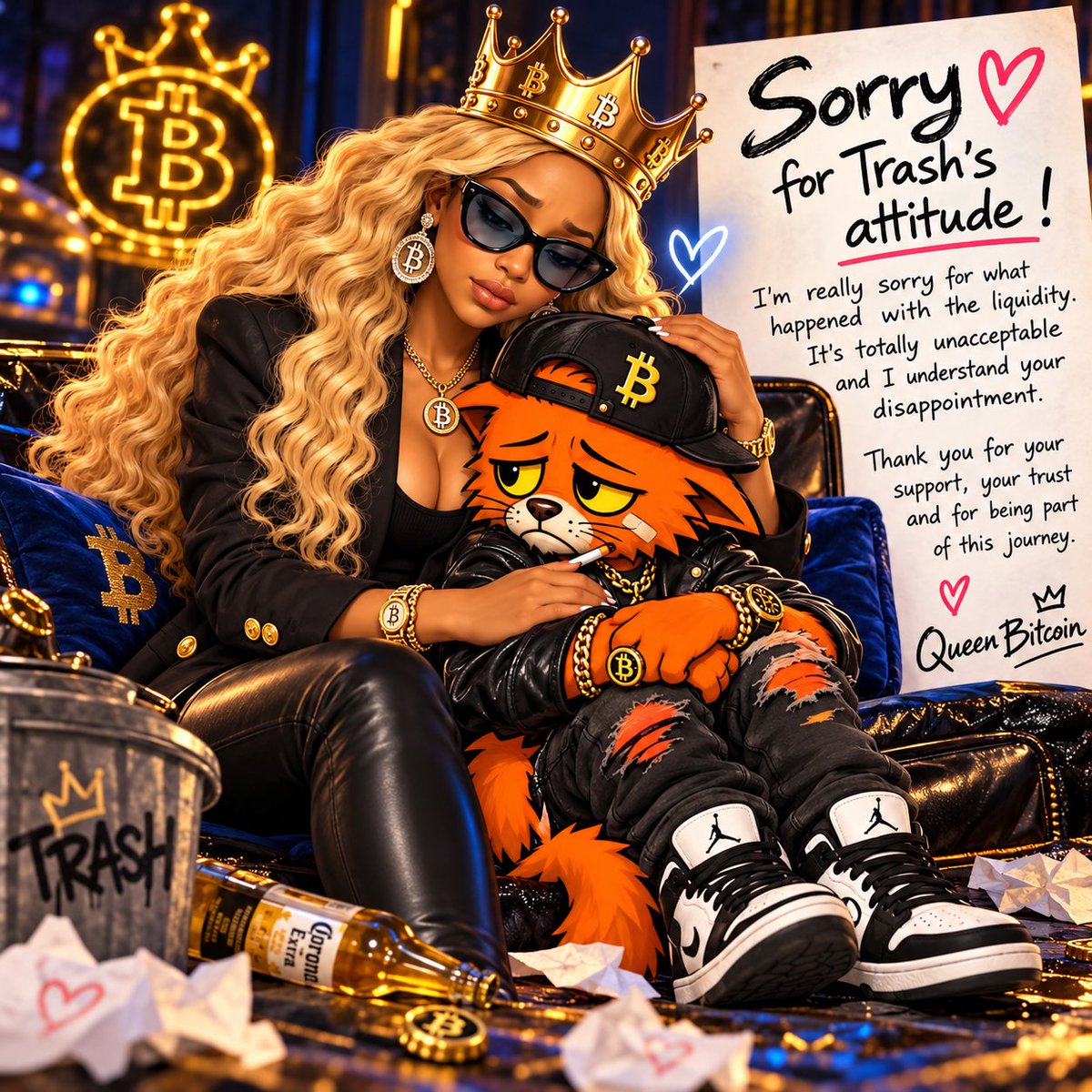 Queen_Bit_coin's tweet photo. Gm Bm crypto fam &amp; BTC lovers 

I would like to apologize to all my friends here; the little "trash cat" has been drained of its liquidity by its mother, @HarvestSparkles .

I feel sad this little cat meant a lot to me...

Rest in peace trash.... https://t.co/gqaQnIemhM