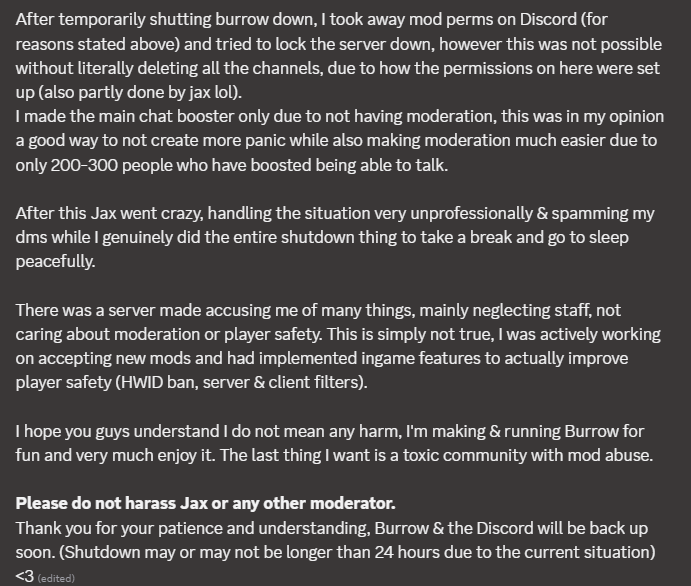 pigeon_posting's tweet photo. The developers response to the discord situation! https://t.co/bYYHmH4Rkd