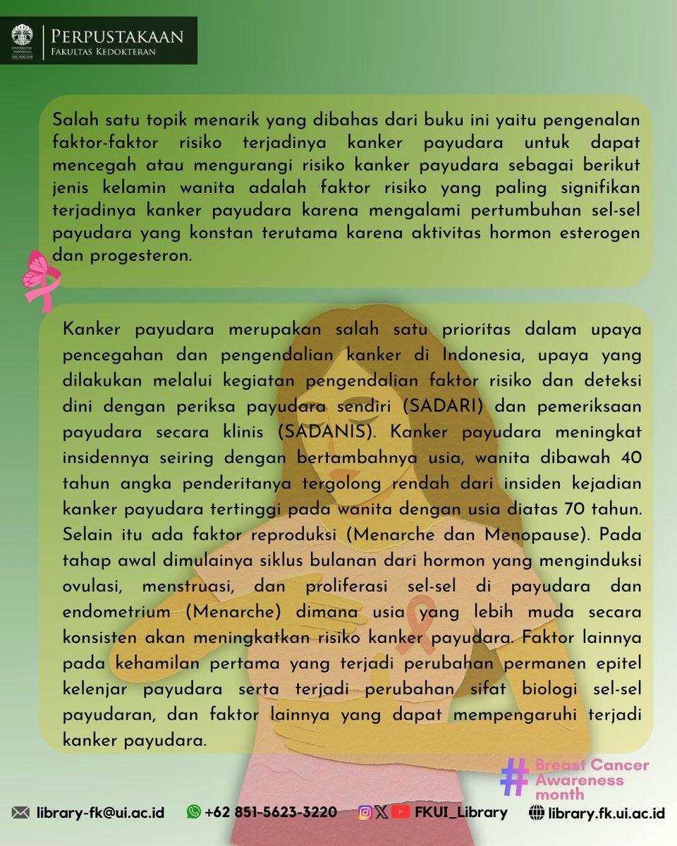 FKUI_Library's tweet photo. Halo Sobat Medi! 😁📚

Dalam memperingati Hari Kanker Payudara Sedunia pada bulan Oktober 2026 book review minggu ini berjudul “ Manajemen Terkini Kanker Payudara“.🔥

✒️ : Abdul R -Farida B. S-Yohana A. -IGN Gunawan W

Info lebih lengkap yuk kunjungi katalog online @fkui_library https://t.co/5zdOr4mjEQ