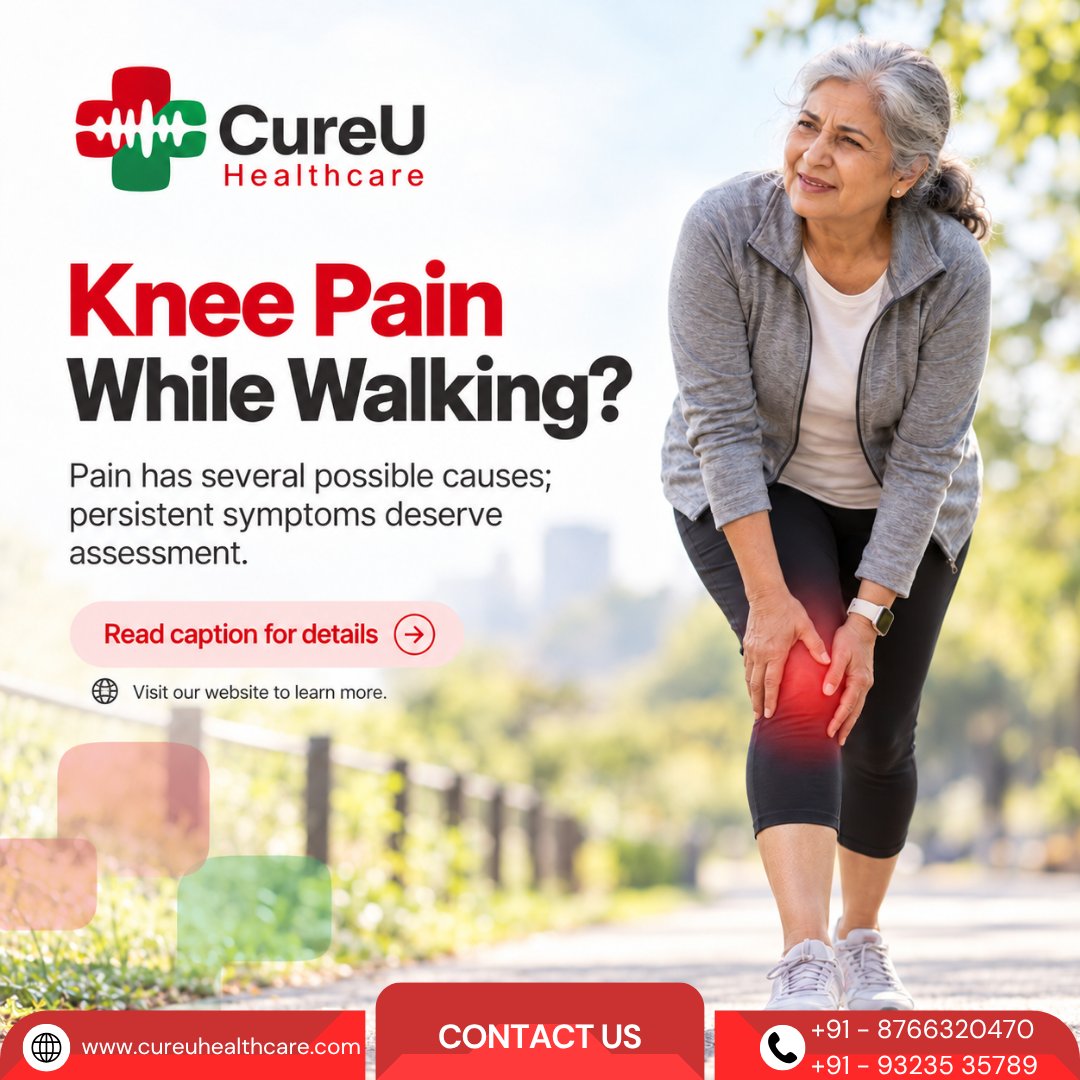 cureU_official's tweet photo. 𝐊𝐧𝐞𝐞 𝐩𝐚𝐢𝐧 𝐰𝐡𝐢𝐥𝐞 𝐰𝐚𝐥𝐤𝐢𝐧𝐠?
Osteoarthritis, previous injuries and other conditions can cause knee discomfort.

Learn about possible causes and treatment options with CureU Healthcare.

#KneePain #KneeHealth #CureUHealthcare https://t.co/CQXeObGY7J