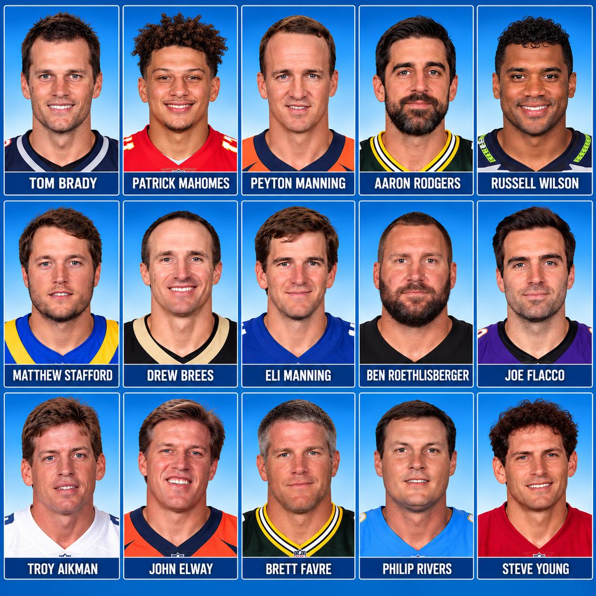 NFLTodayX's tweet photo. Guess the player with NO “Super Bowl” ring?

Level: Very Hard https://t.co/cybtoFvCqI
