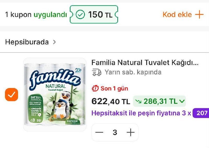kodunukap's tweet photo. Familia Natural Tuvalet Kağıdı 32 Rulo Organik Bambu ve Pamuk Özlü

207 TL - 3 adet alımda geçerli
MARKETTE150 Kodu ile

https://t.co/sqmZKNqEVo

Hepsiburada Reklam https://t.co/0rioYxlGuD