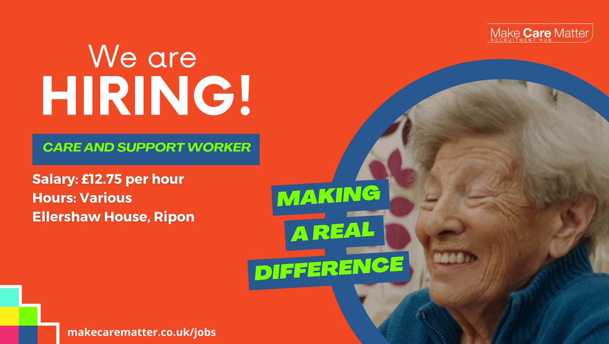 MakeCareMatter's tweet photo. Are you looking for a role where you can truly make a difference? Do you want to work for a unique organisation?
Apply now! https://t.co/2esxL4mHQp
#CareJobs #SupportWorker #LearningDisabilities #RiponJobs #HealthAndSocialCare #CareCareers #NorthYorkshireJobs https://t.co/Y5hMKmYCst
