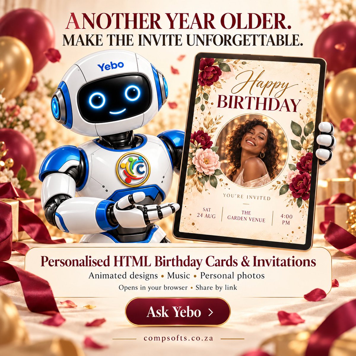 compsoftts's tweet photo. The cake gets eaten. The card deserves an encore. 🎂😉

Personalised HTML birthday cards &amp; invitations with music, moving moments and your favourite photos. One link. A whole lot of personality. 🎈✨

Ask Yebo to get the celebration started!

#BirthdayCelebration https://t.co/ufMbeV2yyo
