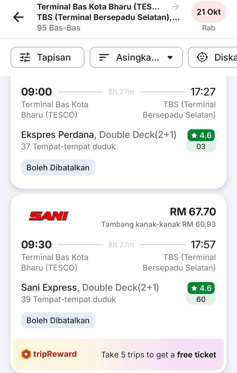 SMyloveluv's tweet photo. @khalidkarim @pickyhn Mengarut la... Guna apps redbus, harga rm68.. biasanya lepas caj rm70 jg.. harga rm44 tu biasa bila tinggal 1 je seat😮‍💨 https://t.co/YEYWUNs5TZ