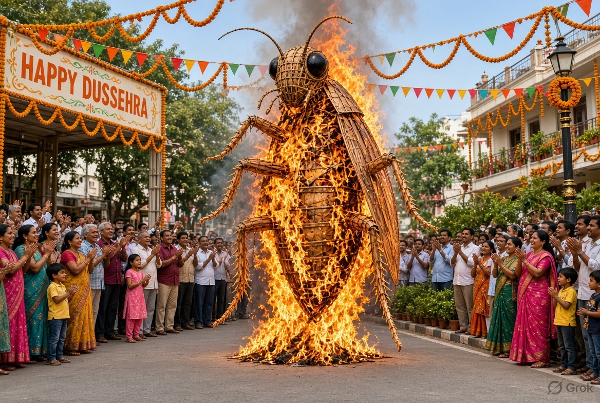 RajStockWatch's tweet photo. Very Happy Dussehra!    Let there be PEACE  and quicker INFRA  and INDUSTRIAL  GROWTH, creating JOBS  for hardworking GenZ.    

Let there and no RIOTS  and Burning Streets INSTIGATED by CJP and Urban Naxals.  

If the cockroach leaders try to  distroy peace and development, they would be TAUGHT  grave LESSONS by PEOPLE of the country.