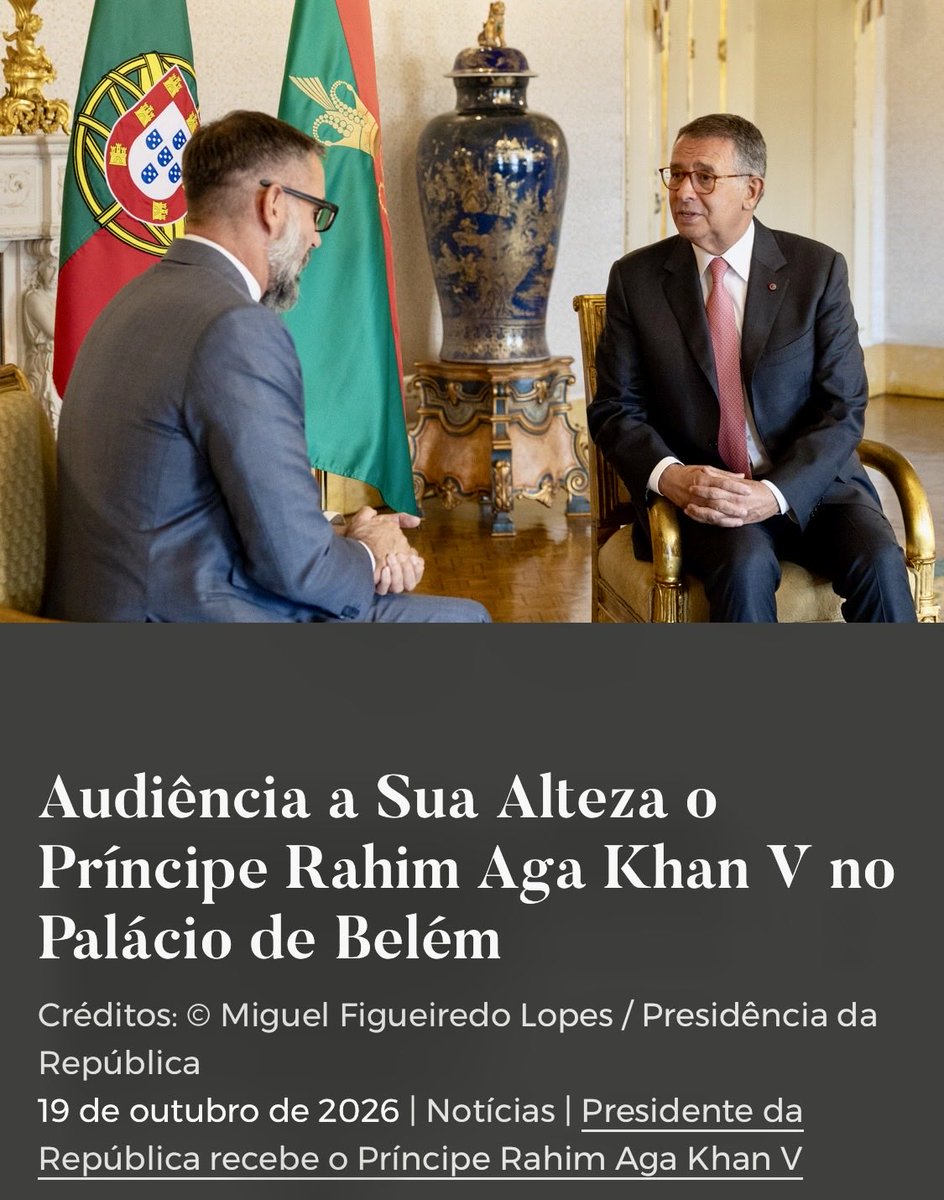 chaturmahebub's tweet photo. #AgaKhan #Ismaili @TheIsmaili @cnnportugal @mpresidencia_pt @akdn @PortugalActus @Portugal_MoFA 

H H The Aga Khan 
Hazar Imam at Belem Palace Portugal on 19 October 2026 👇🏽

https://t.co/2yLju52ly9 https://t.co/Mx1uAnaZiS