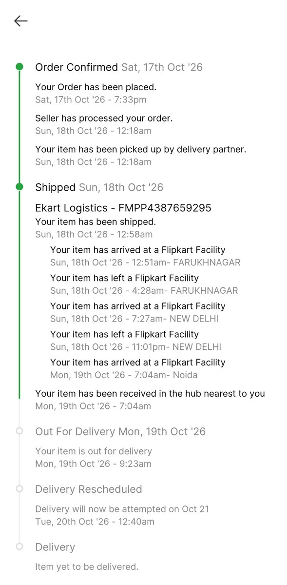 vineet1318's tweet photo. @Prash7nt @Flipkart @flipkartsupport Welcome to our collective agony. The same thing is happening here. The delivery guy arbitrarily reschedules it after picking my call and then reschedules it even further out just for the heck of it. Flupkart has no control over them. Their CC are completely clueless https://t.co/5SISQeHmNJ