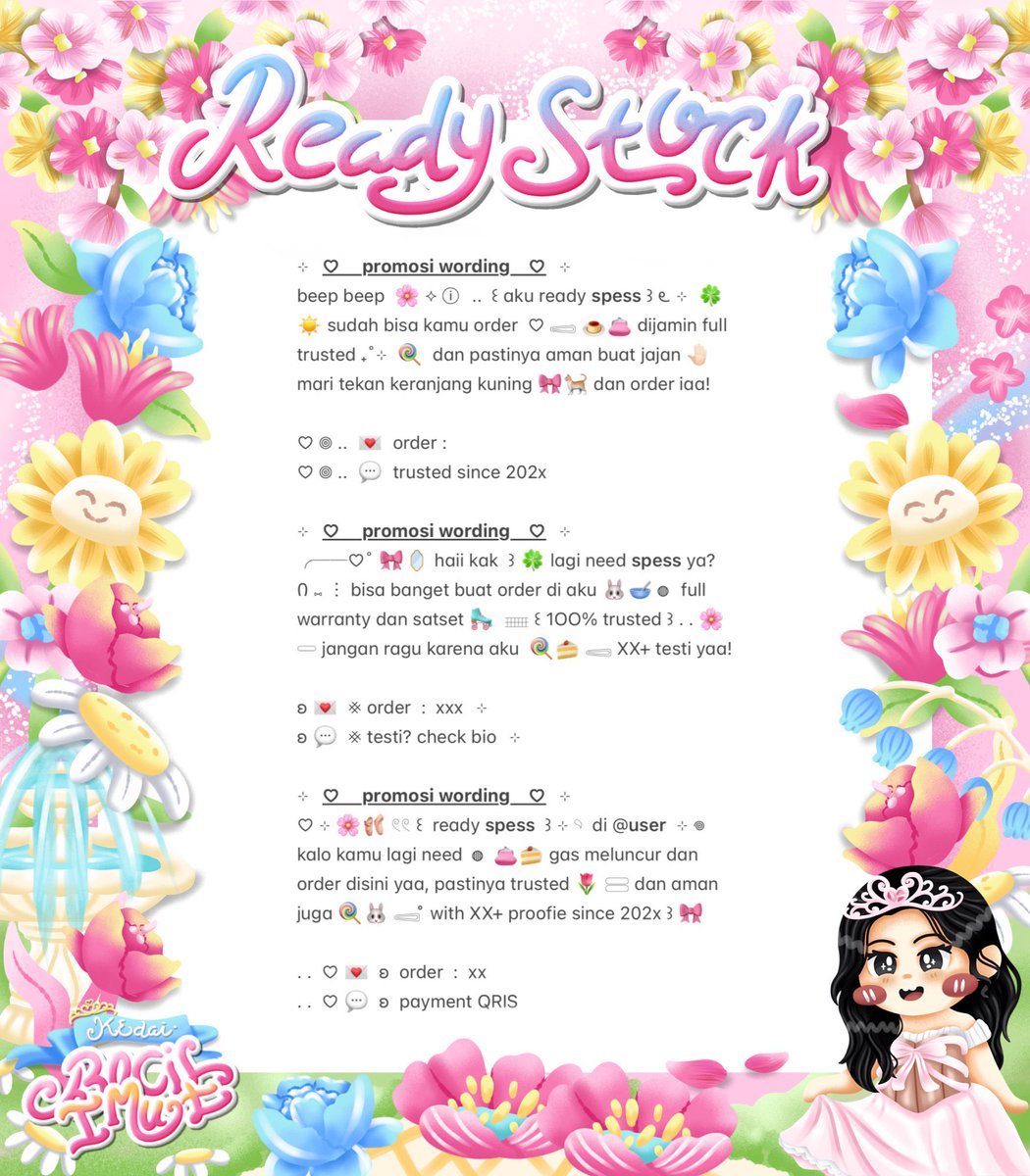 umbqi's tweet photo. ⠀
Ი ⑅ 🌸 𓄹 help retweet? tysm ☀️

🐰 ..  ◎  𖠗  ding —dong  ⋮⋮  🥛☘️ ⊹  ..  hellou sobat imut  🎀 ♡ 𓂋  kath hadir dengan wording ready stock 🍮 promosi wording  🥣  bisa dijemput dengan harga IDR. 5.50" ˚ ⊂⊃  go grab yours  ៶៸ 👛 ୧

𖣠  ⟡ 💌  𓄹 #zonauang . . 💭
⠀ https://t.co/djRBZNXcVe