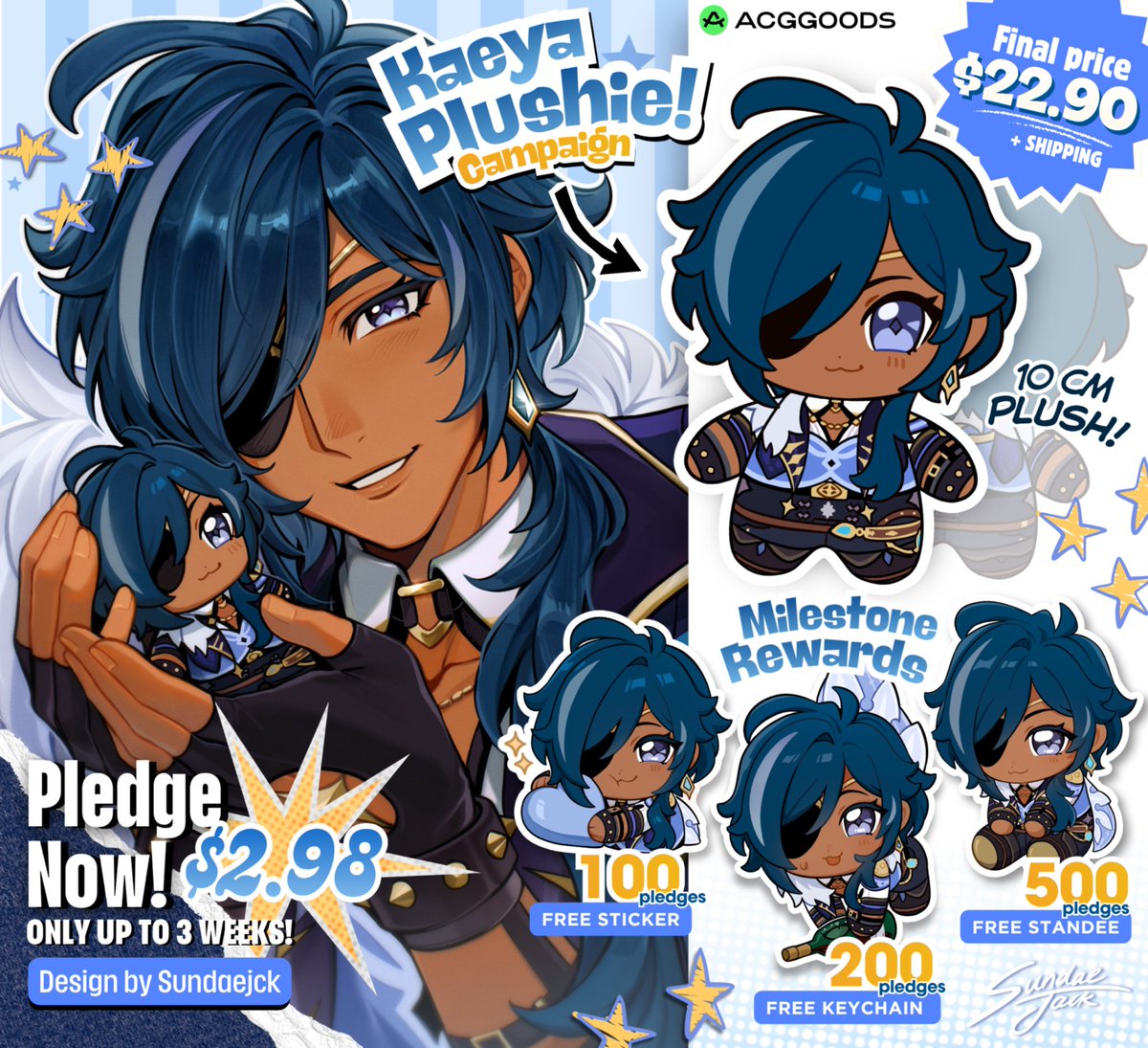 sundaejck's tweet photo. KAEYA PLUSHIE IS NOW LIVE !!! Let’s go #kaeya nation and make him real !!

https://t.co/IlZtqOw5hl https://t.co/XNKi9NngXy
