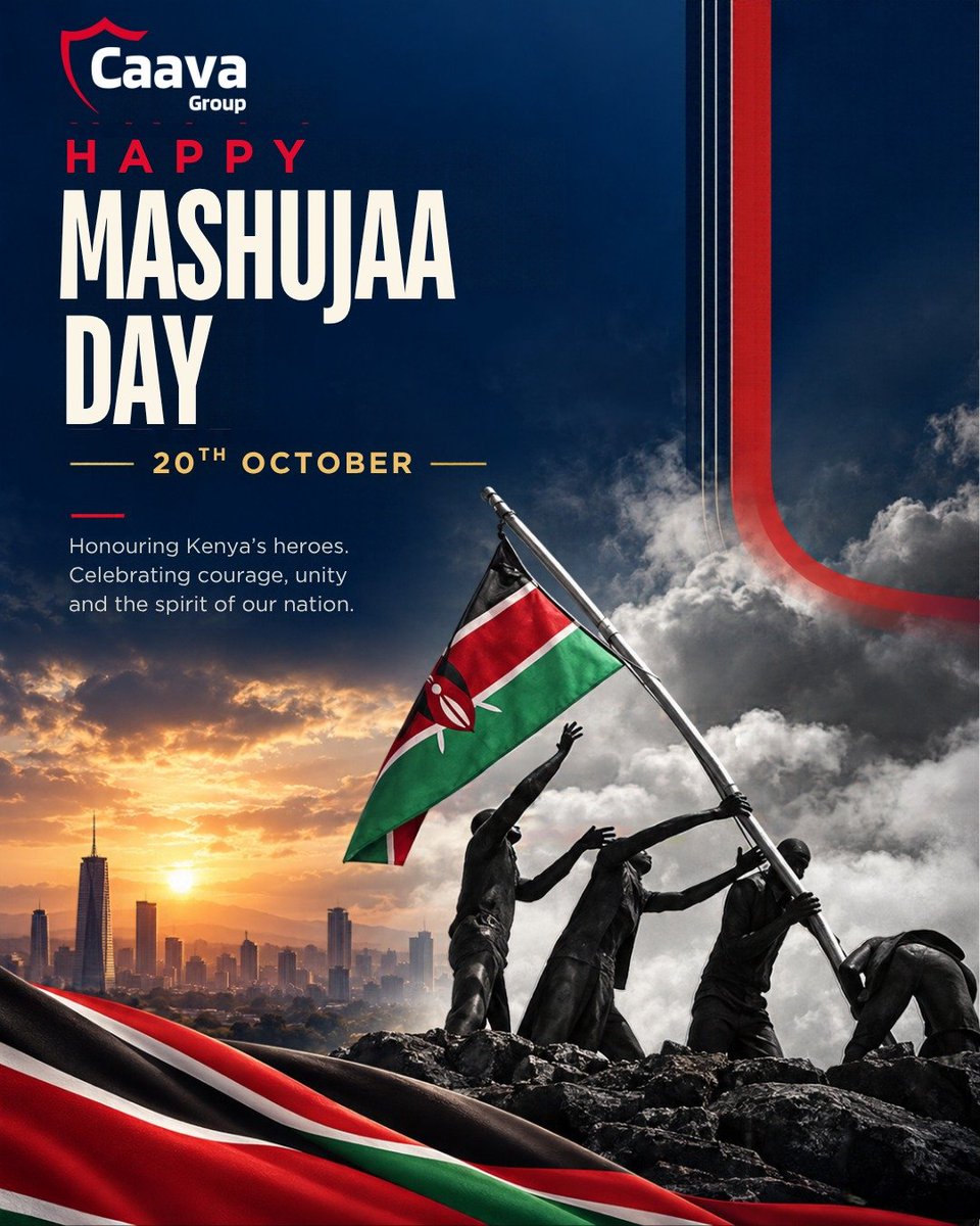 CaavaGroup's tweet photo. Happy Mashujaa Day, Kenya!

Today, we celebrate the heroes who have shaped our nation and the everyday heroes who continue to build a better Kenya.

Wishing all Kenyans a happy Mashujaa Day!

#MashujaaDay #CaavaGroup #Kenya https://t.co/KW73H5nGC5