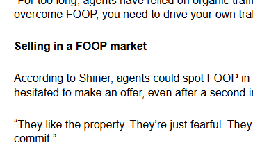 Smilleey's tweet photo. New article dropped on real estate business stating "Forget FOMO, a new trend has emerged among buyers: ‘FOOP’"

Literally gave us a new term - given to us by reale state buisness - better than housecoin

“FOMO is firmly in our rear-view mirror, and I don’t think it’ll be returning for some time,”

"WERE IN A FOOP MARKET"
