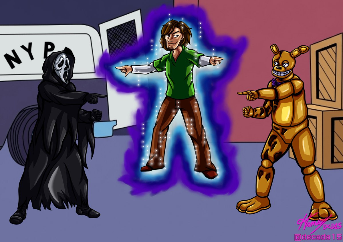OfficialDCD15's tweet photo. Into the Matthew Lillard Verse with his iconic roles doing the Spider-Man pointing meme

Ghostface(Stu Macher)
Shaggy from Scooby-Doo(Ultra Instinct version)
And the Yellow Rabbit(William Afton)

#matthewlillard #matthewlillardfanart #ghostface #shaggyscoobydoo #springtrap https://t.co/9xhwm38OTU