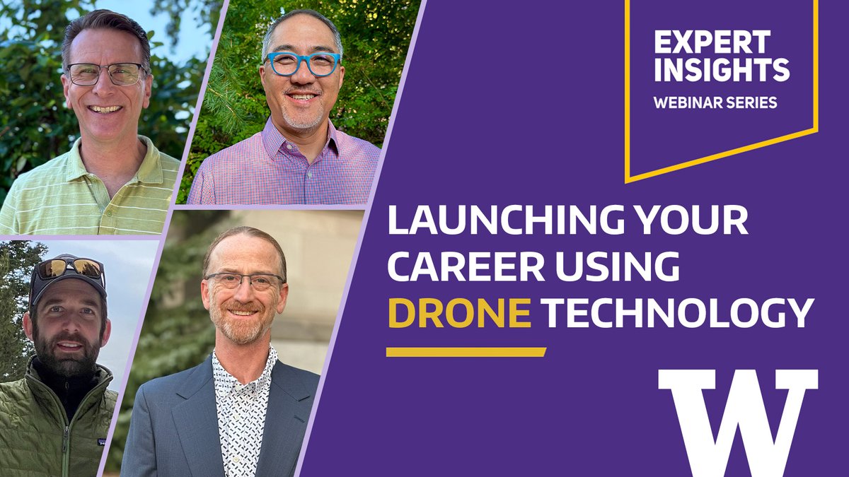 UWContinuingEd's tweet photo. Our expert instructors TJ Abbenhaus, David Edwards, Peter Keum and Ryan Richardson discuss how organizations use drones today and where they see the field heading next at our next Expert Insights webinar taking place Tuesday, October 27, 5 p.m. PT. https://t.co/dCgP7CToOh https://t.co/JaBB3HVW9f