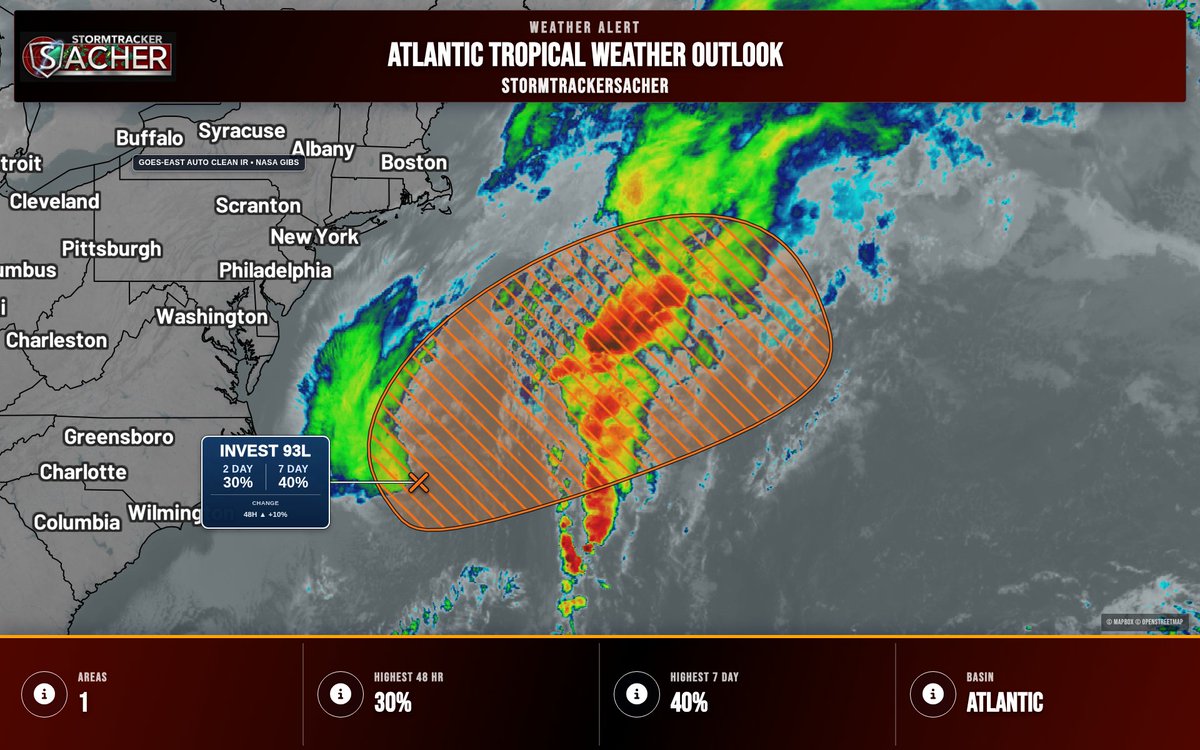 TrackerSacker's tweet photo. Atlantic TWO: 1 area. #1 48h 30% / 7d 40%. https://t.co/8SPICq6ndC