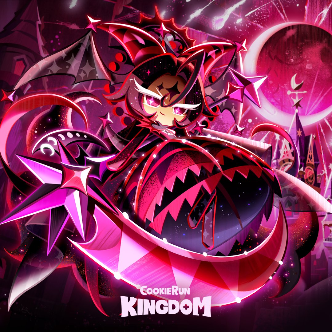 CRKingdomEN's tweet photo. Discover the Legendary Costume for 🌙 Moonlight Cookie who weaves a dream you’ll never want to wake from beneath the light of the crimson moon, arriving in the next update!

⏳ Timeline of Fate Ep.13: Whispers of the Crimson Moon
🎪 The Amazing Digital Circus Collab
💜 Lychee Dragon Cookie
🔱 Rambutan Cookie
⚔️ Champions League
👚 New Legendary Costume
🧵 New Icings

📣 Check out the details of the October 21 update via the in-game update notice!