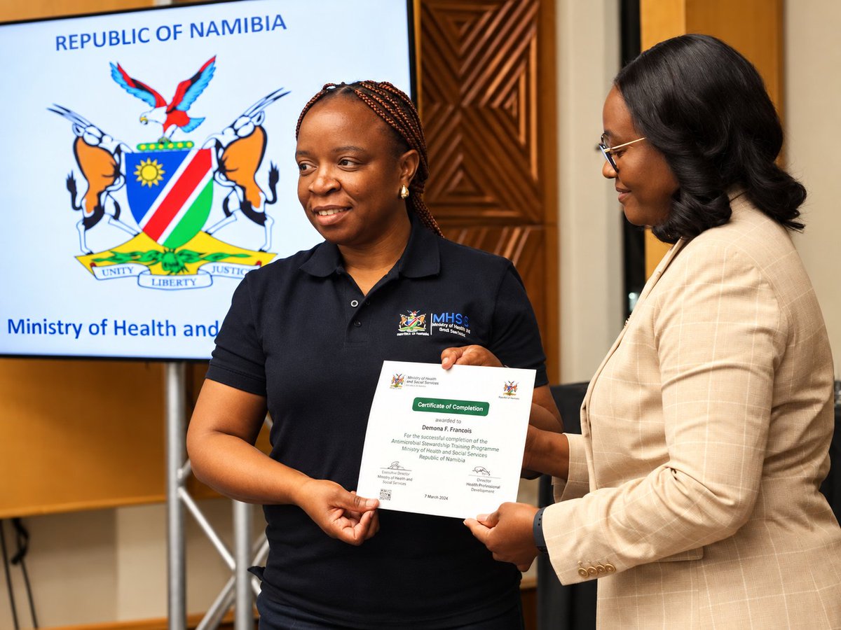 WHONAMIBIA's tweet photo. 🎓 Better data. Earlier action. Healthier communities.

@WHONAMIBIA  congratulates the 20 graduates of the SPARK NCD NamFELTP Frontline Cohort X, celebrated in Windhoek on 15 October 2026—NamFELTP’s first frontline cohort dedicated to noncommunicable diseases.

Through three months of practical training and mentored fieldwork, graduates strengthened their skills to check data quality, analyse health information and translate findings into better prevention and care.

“We cannot respond to what we cannot see.” — Dr Richard Banda, WHO Representative to Namibia.

Reliable surveillance helps reveal gaps in screening, treatment and follow-up, guiding resources to the people and communities who need them most.

WHO remains committed to supporting the @MhssNamibia to strengthen data analysis, data use and the integration of NCDs into routine information systems.

Congratulations to the graduates, mentors and partners supporting this @AfricaCDC -led initiative. Your next task: turn evidence into action.

#NamFELTP #SPARK #NCDs #HealthForAll #Namibia