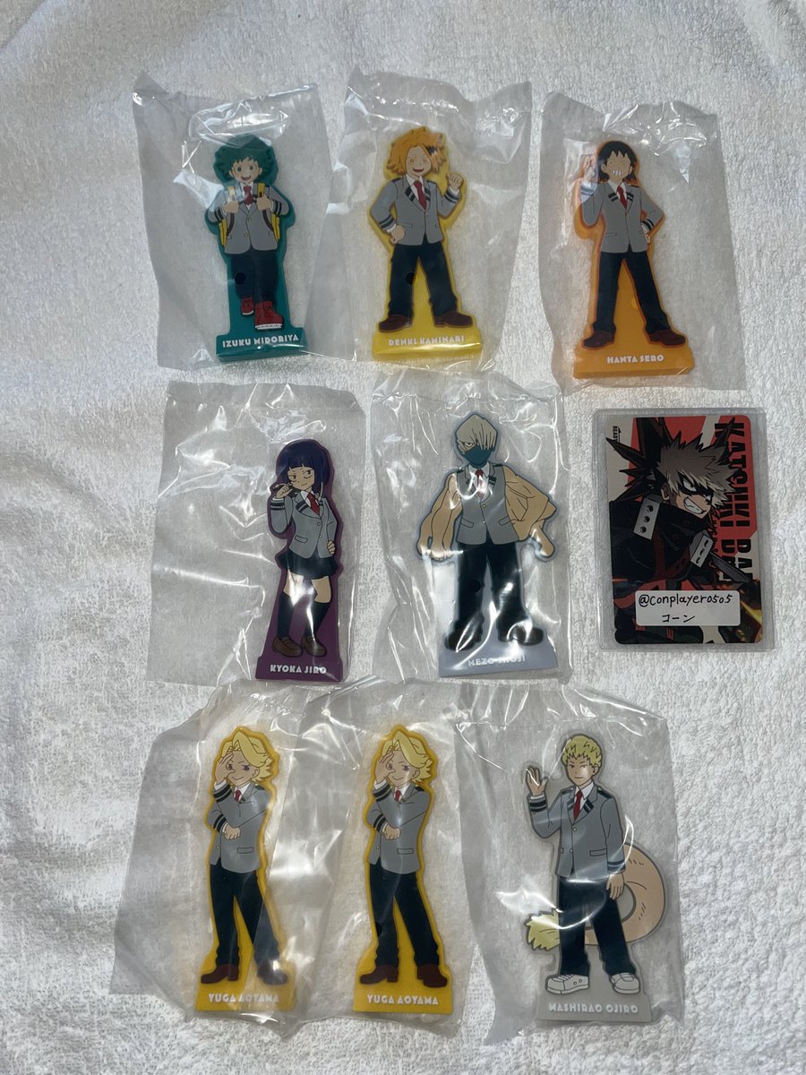 conplayer0505's tweet photo. 【譲渡・交換】一番くじ 僕のヒーローアカデミア 紡がれる想い ヒロアカ

譲:★緑谷 上鳴 瀬呂 耳郎 障子 青山2 尾白
求:爆豪＞ゆるぼ切島 峰田 500~定価＋送料

★は迷ってるので爆豪との交換のみ。
切島、峰田は爆豪含んだ交換優先。単体にはお時間いただく場合あります。
瀬呂と2~3段は譲渡可。 https://t.co/j3ukMjRoiM