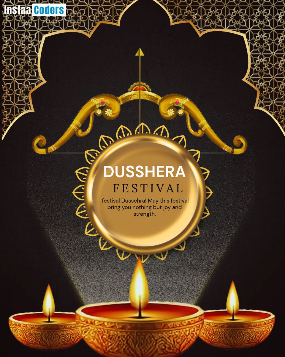 InstaaCoders's tweet photo. This Dussehra, we celebrate the victory of good over evil, and the spirit of building with honesty, passion, and purpose. 🏹✨

From all of us at Instaacoders, Happy Dussehra to you and your family! May every bug be fixed, every goal be achieved, and every day bring new wins. 🔥 https://t.co/zj6xhYXcyd