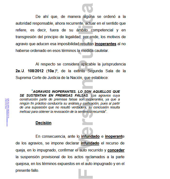 j_olar's tweet photo. Si usted tiene agua puerca en su domicilio o de plano ya no tiene agua, debe intentar un amparo y pedir la suspensión del acto reclamado, por ahí me encontré esta queja que resolvieron hace unos días, donde estiman infundado un recurso y confirman la suspensión. https://t.co/oeJx5o2562
