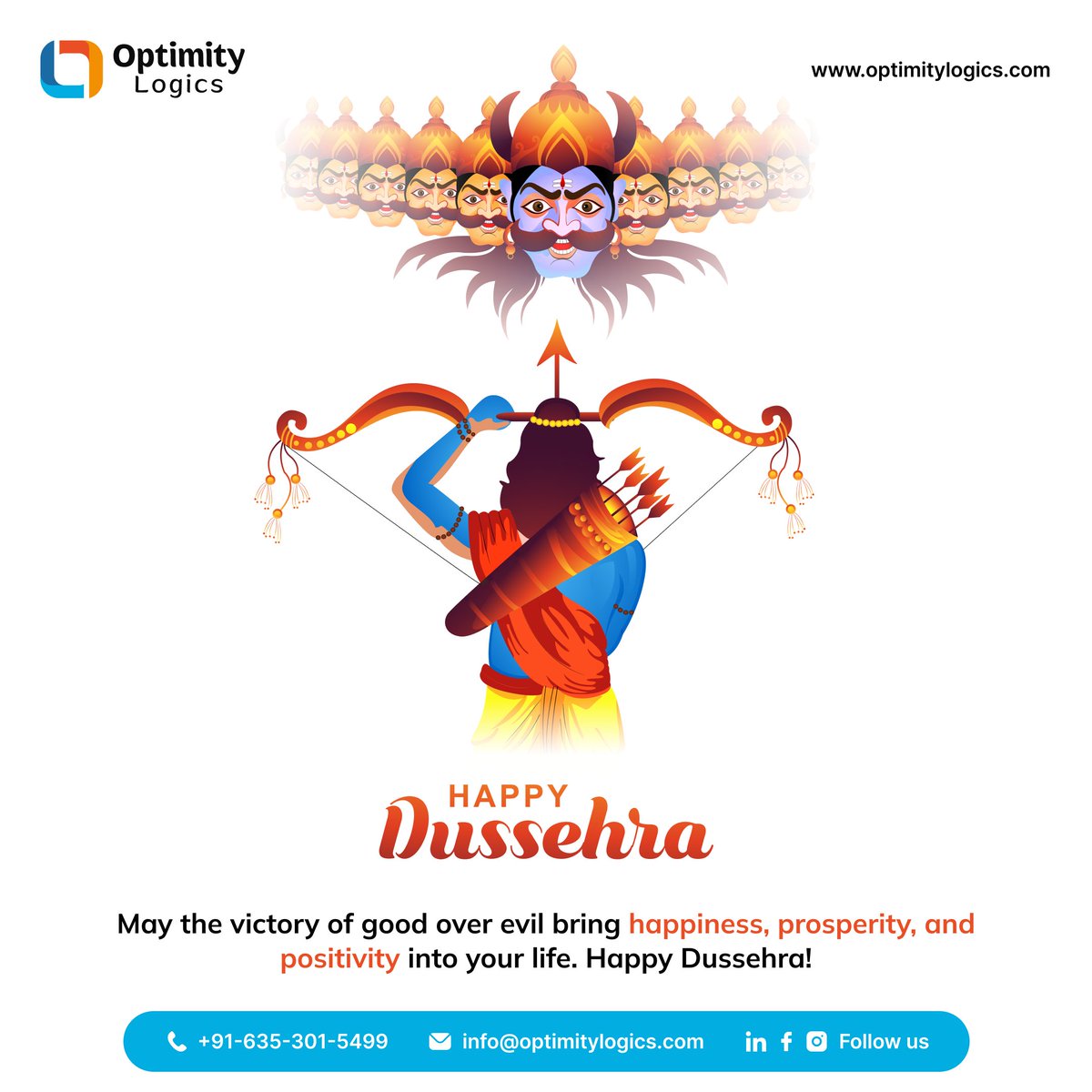 optimitylogics's tweet photo. ✨ Happy Dussehra from Optimity Logics! 🏹🔥

May the victory of good over evil bring happiness, prosperity, success, and positivity into your life. Let this Dussehra inspire you to overcome challenges, embrace new opportunities, and move forward with confidence.

#HappyDussehra https://t.co/OUyaf4QHb7