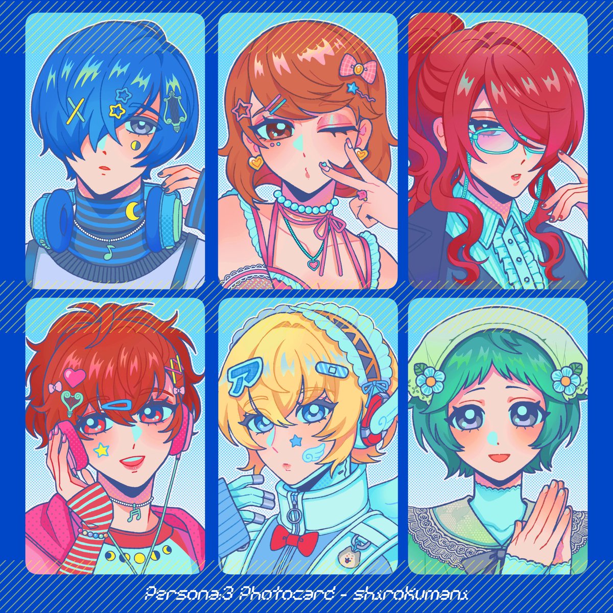 shirokumani's tweet photo. Persona 3 casual photocards for #cf23🌙✨ https://t.co/iFcP6plN0k