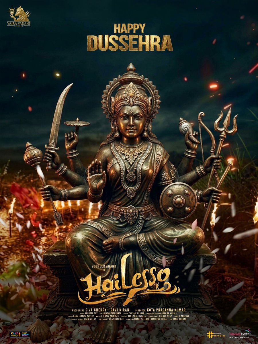 VVCOffl's tweet photo. అందరికీ విజయదశమి శుభాకాంక్షలు 🙏❤️

Team #HaiLesso wishes everyone a joyous #HappyDussehra, celebrating the glory of Dharma and the blessings of the Divine 🔱🔥

@sudheeranand @Iamnatashasingh @naksha_saran @actorsivaji  @sivacherry9 #Ravikiran  @iamkumarkota @anudeepdev  @brahmakadali @sujathasid_dop @NaresshLee @ChotaKPrasad #RanjithaGuvvala @VVCOffl #SwipeUpProduction