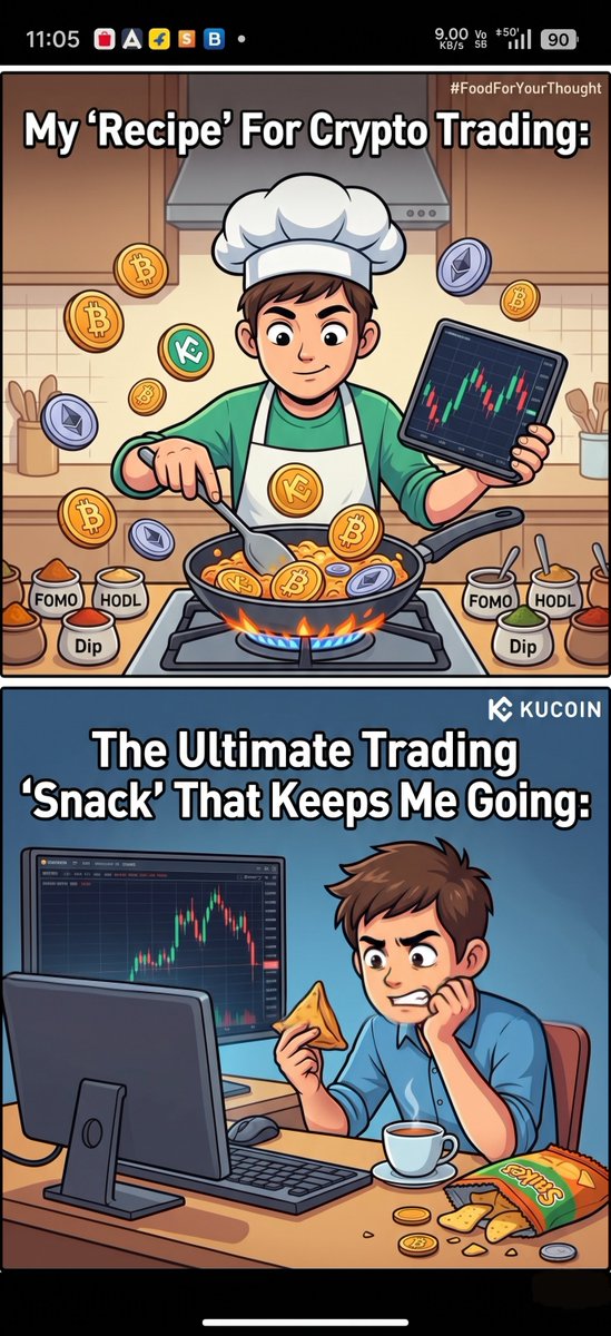 Anjan_WBo1's tweet photo. @kucoincom Cooking up my crypto trading recipe with some spicy dips and FOMO, but surviving only on tea and snacks! ☕🥟📉
What’s your secret trading recipe guys?
cc: @kalidas2019 @YrThi @reyII
@kucoincom
#FoodForYourThought #KuFood #KuCoin https://t.co/f3HqkR68HH