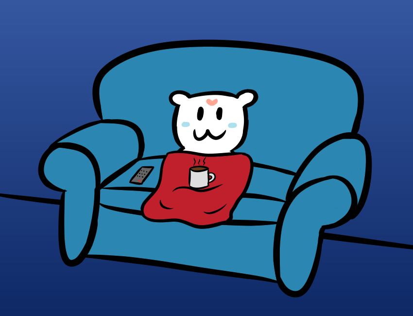FluffyFan7's tweet photo. Day 19: Cozy

Piwwo is all snug on the couch with a warm drink and watching their favorite cartoons!
#PIWWOTOBER https://t.co/cDffy6uqLa