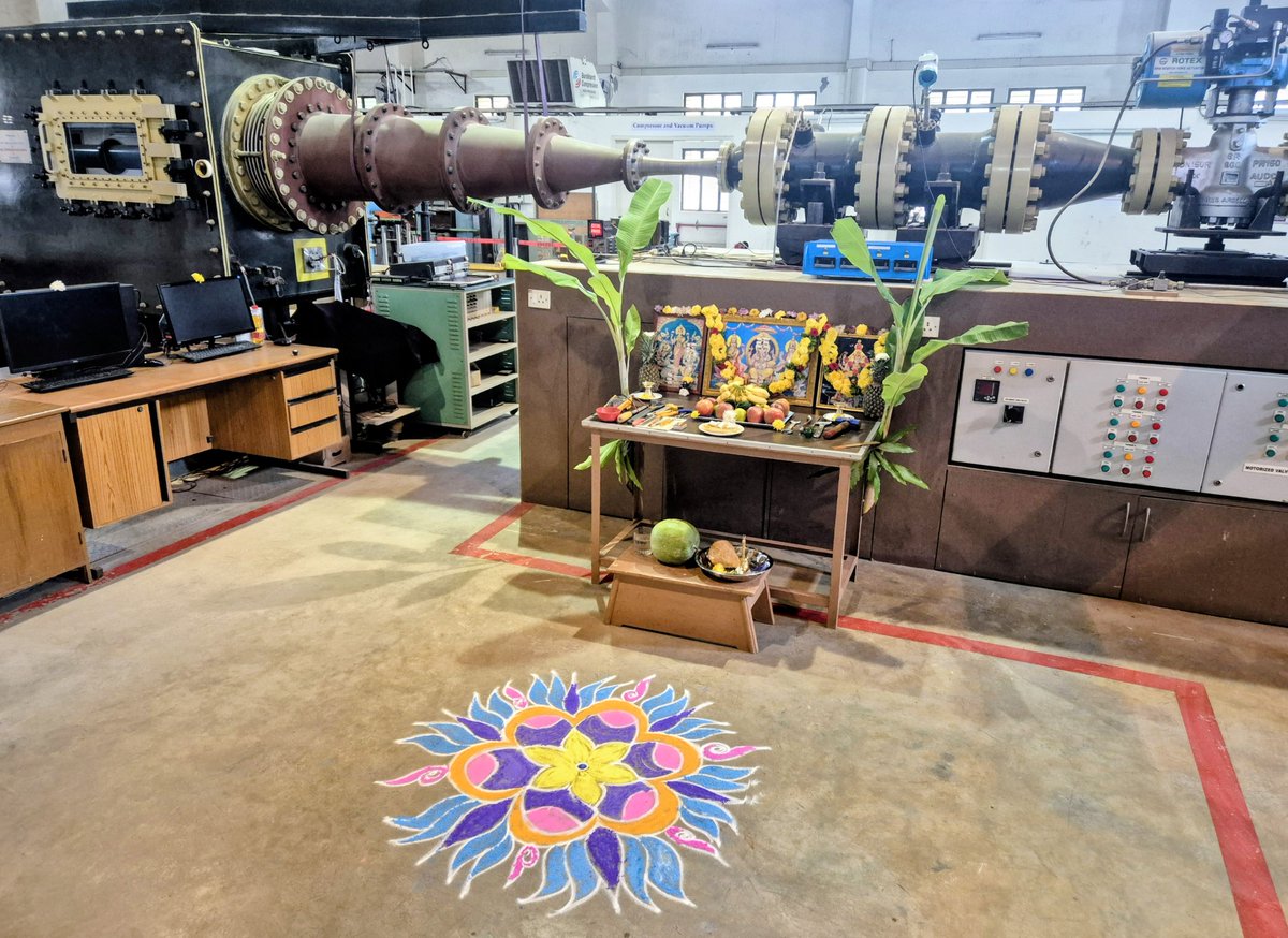 mangaloreman's tweet photo. In keep with the long-standing traditions at @iiscbangalore Aerospace, today we performed Ayudha Pooja to the Roddam Narasimha Hypersonic Wind Tunnel (RNHWT) in my lab! We revere RNHWT for providing us with fantastic physical insights (and data) on various research ... [1/2] https://t.co/0DfjqAD2lP