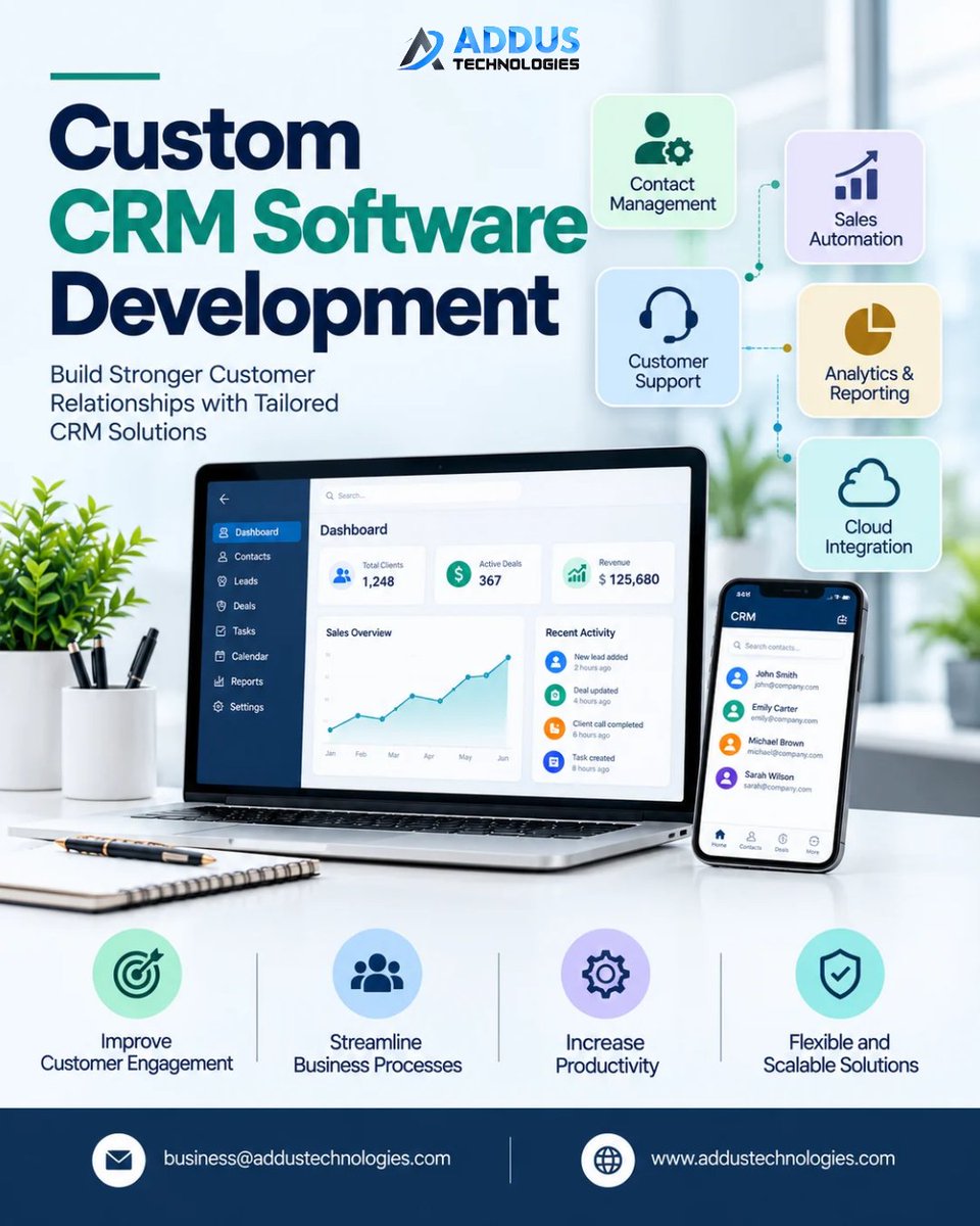 addustech's tweet photo. Custom CRM Software Development connects business workflows with enterprise systems. We develop CRM solutions for specific sales and customer management needs.

Visit Us >> https://t.co/yfQdYgJAHH

#customcrmsoftwaredevelopment #crmdevelopment #crmsoftware #businesssoftware https://t.co/LCW66hbjxB