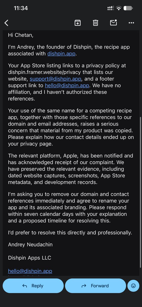 i_am_chayyy's tweet photo. SCAM ALERT 🚨 ‼️ Dear solo founders and app dev hustlers,

If you are building an idea. Make sure you immediately buy and secure the domain on day 1 before submitting the app to App Store review.

In one of my previous posts I shared a greyed out screenshot of Apple approving my app. This fellow @ImAndreyN used image enhancer to brighten the image to know the app name and bought the domain on Oct 7th, created a website the exact copy of my idea, created some blog posts and sends me a email last night asking to change the app name. 

Disgusting to see such people exist who looks for shady opportunities.