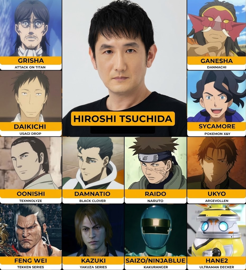 Ryo_Saeba_3's tweet photo. On apprend le décès du seiyuu Hiroshi Tsuchida, le 11 octobre à l’âge de 54 ans des suites d'une insuffisance cardiaque.
Il prêtait notamment sa voix à Grisha Jäger dans L’Attaque des Titans, Daikichi dans Usagi Drop, Kazuki dans Yakuza ou encore Raido dans Naruto #土田大 #RIP https://t.co/YPzwnH712t