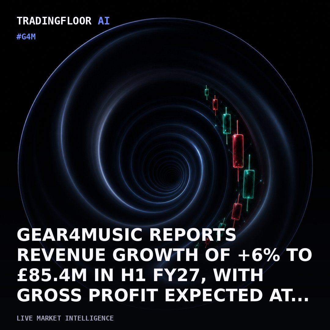 tradingfloorai's tweet photo. ⚡ TRADINGFLOOR AI // #G4M

Results AI Score: 50/100. Gear4music reports revenue growth of +6% to £85.4 million in H1 FY27, with gross profit expected at £23.6 million and EBITDA at £5.7 million. The company maintains guidance in line with market expectations, despite setup costs impacting earnings. AI summary: Gear4music's H1 FY27 update shows revenue growth of +6% to £85.4 million, with gross profit expected at £23.6 million and EBITDA at £5.7 million. The company maintains guidance in line with market expectations, but setup costs for a new warehouse have impacted earnings. No cash flow or balance sheet details were provided. Positive: Revenue growth of +6% to £85.4 million Gross profit expected to increase to £23.6 million Guidance maintained in line with market expectations Negative: EBITDA decline to £5.7 million from £6.5 million Setup costs for new warehouse impacting earnings Watch: No cash flow or balance sheet details provided Abbreviated reporting with limited financial disclosures

💸 #Revenue ⚙️ #EBITDA 🏦 #CashFlow 🏁 #Profit 🤖 #TradingFloorAI

Full market intelligence in bio.