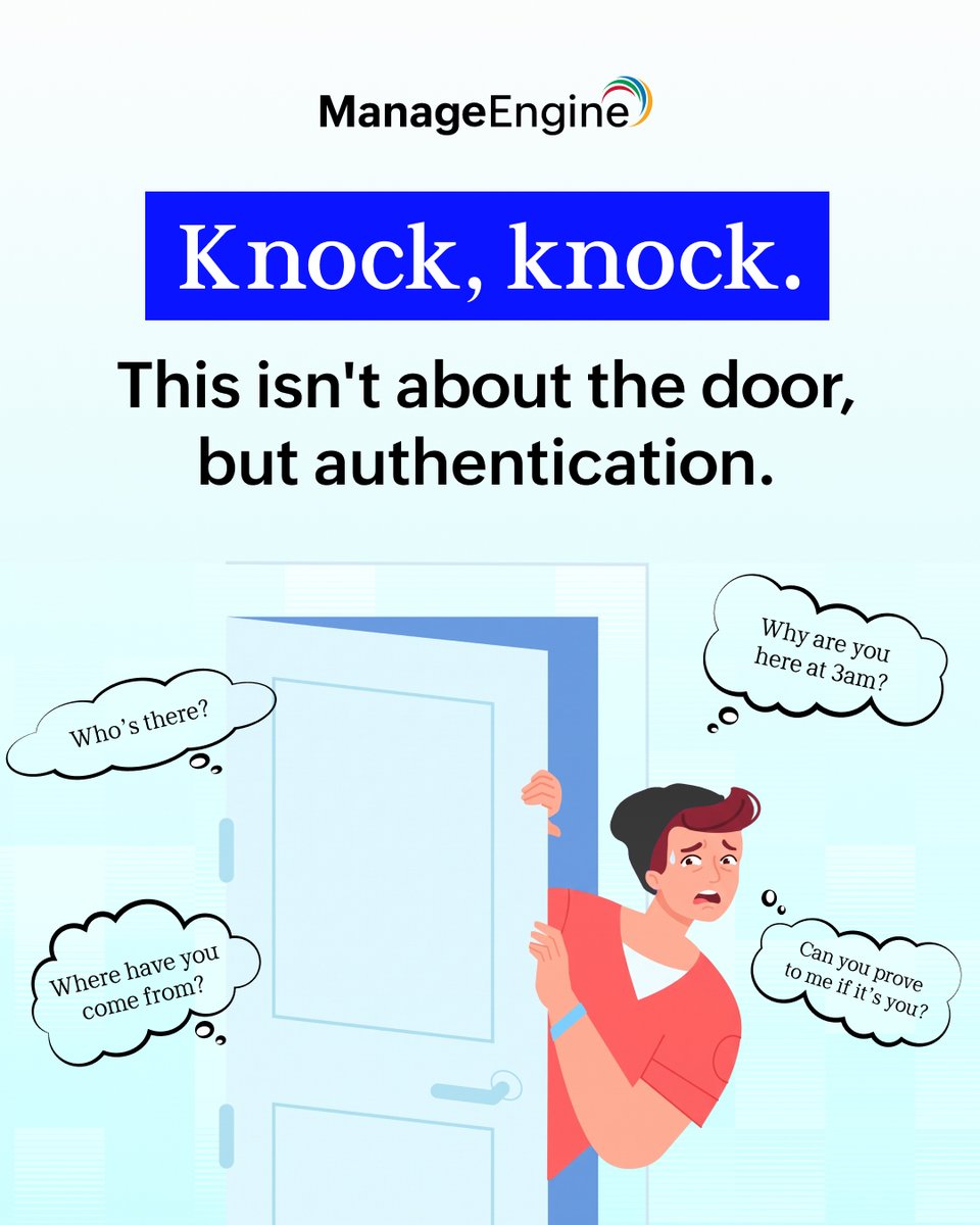 manageengine's tweet photo. Not everyone who knocks deserves the same response. As identity threats keep increasing, RBA tightens the authentication framework by helping organizations determine which risk factors to consider along with when to allow, challenge, and deny access.

: https://t.co/95LWCRC5SI https://t.co/v2osgyIAHA
